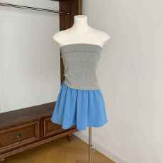 批发夏季新款辣妹短款修身抹胸背心女御姐纯欲露肩甜美内搭无袖上衣