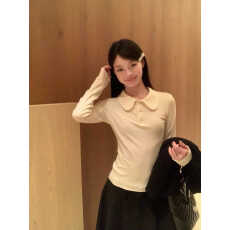 批发白色<b class='q'>娃娃领</b>打底衫女内搭秋冬新款修身加绒翻领长袖百搭<b class='q'>T</b><b class='q'>恤</b>上衣