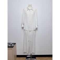 批发ENNUO恩诺老钱风设计感<b class='q'>亚麻</b>长袖衬衣女春高腰垂感阔腿休闲<b class='q'>裤</b>套装