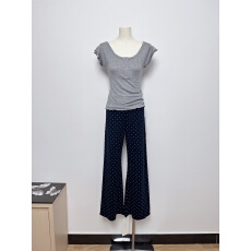 批发来财小马 <b class='q'>小</b>飞袖 双层木耳边<b class='q'>小</b>飞袖天丝羊毛正肩t恤修身百搭上衣
