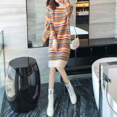 批发秋装新款<b class='q'>女装</b>毛衣秋季长袖针织宽松内搭裙子气质秋冬连衣裙
