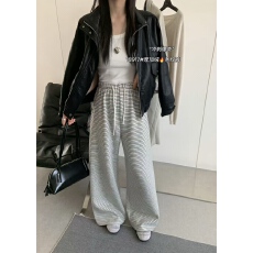 批发小个子加绒加厚条纹阔腿<b class='q'>裤</b><b class='q'>冬</b>