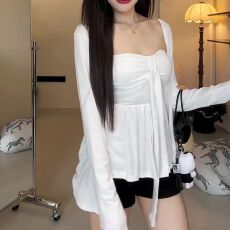 批发原版面料 40支莫代尔180克 带胸垫+<b class='q'>透明</b><b class='q'>肩带</b> 慵懒开衫抹胸套装女