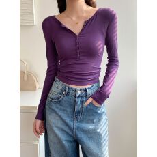 批发随心裁单排扣<b class='q'>T</b><b class='q'>恤</b>女辣妹风<b class='q'>紧身</b>显瘦打底衫早春秋季美式长袖上衣