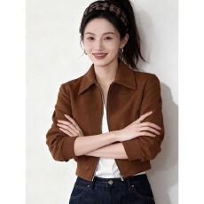 批发原版面料 人棉空气层 2025新款时尚高级感冷淡系长袖短外套上衣