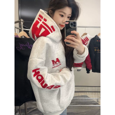 批发国潮hiphop美式高街字母刺绣连帽卫衣男女宽松加绒情侣款<b class='q'>外套</b>帽衫