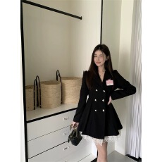 批发学院风蝴蝶结连衣裙女秋季高级感气质裙子胖mm收腰显瘦<b class='q'>西装</b>裙
