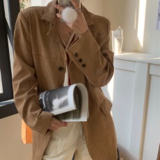 批发法式复古鹿皮绒麂皮休闲西装外套