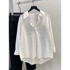 批发休闲白<b class='q'>衬衫女</b>宽松2024新款设计感韩版叠穿<b class='q'>长袖</b>上衣薄款防晒衫衬衣