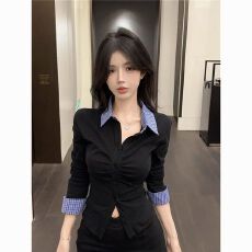 批发秋季褶皱衬衫修身内搭打底衫上衣