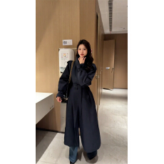 批发韩系中长款立领夹棉风衣外套女2025新款秋冬季高级感收腰大衣加厚