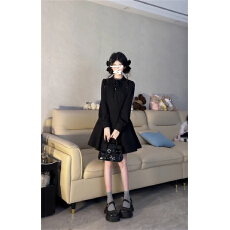 批发黑色战袍高级感衬衫连衣裙小个子女2025开春新款过年内搭打底<b class='q'>短裙</b>