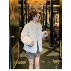 批发兔貂顺毛面料+全内里一立领小香风仿水貂毛绒<b class='q'>冬</b>季环保皮草毛外套