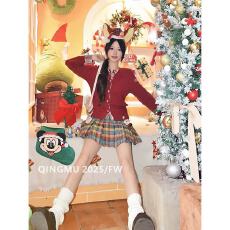 批发秋冬搭配一整套新年战袍圣诞穿搭富家千金miu系独特漂亮两件套装