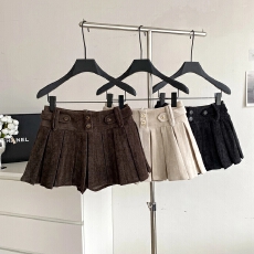 批发美式复古学院风辣妹纽扣设计感高腰灯芯绒<b class='q'>半身裙</b>女百搭休闲短裙裤