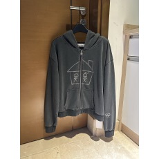 批发2026秋季新款HC家高级做旧灰小木屋连帽<b class='q'>卫衣</b>