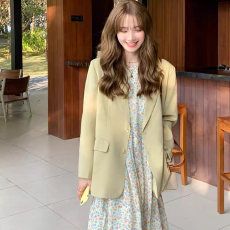 批发2025早春chic高级感西装套装茶歇桔梗初恋碎花连衣裙子<b class='q'>夏</b>