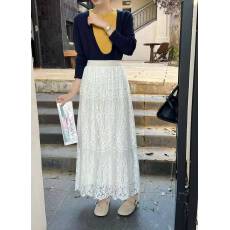 批发2025年夏季新款女装法式刺绣蕾丝半身裙高腰甜美A字裙公主中长裙