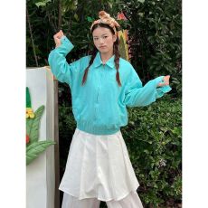 批发好质量原版起版 原版定染 刺绣】蒂芙尼蓝外套女春秋季棒球<b class='q'>服</b>夹克