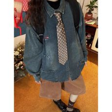 批发复古风八角星纹绣花长袖牛仔<b class='q'>衬衫</b>男宽松长袖<b class='q'>衬衣</b>外套