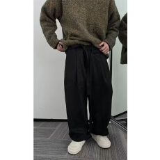 批发美式复古高街美拉德裤男鹿皮绒直筒宽松百搭棕色休闲长裤子<b class='q'>春</b>秋