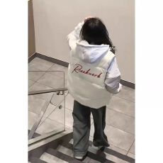 批发可退换高品质手塞棉加厚冬季马甲带门禁棉服印花棉衣面包服女