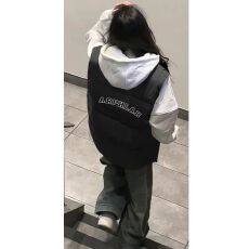 批发可退换高品质手塞棉加厚冬季马甲带门禁棉服印花棉衣面包服女