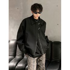 批发美式暗黑系飞行员休闲外套男痞帅高级感翻领宽松百搭夹克