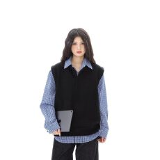 批发无袖翻领套头马甲男士秋冬新款休闲坎肩上衣潮流简约百搭宽松背心