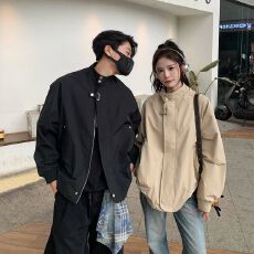 批发2024秋季<b class='q'>新款</b>日系机能纯色口袋装饰工装夹克复古休闲百搭外套