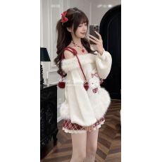 批发2025秋季圣诞节战袍气质<b class='q'>甜美</b>风一字肩毛衣针织衫女半身裙两件套装