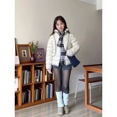 批发成品 美式复古小众满天星棉服外套女冬季拉链开衫保暖<b class='q'>棉衣</b>潮