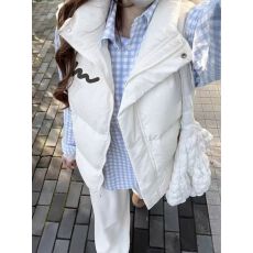 批发可退换高品质手塞棉加厚冬季马甲带门禁棉服印花棉衣面包服女