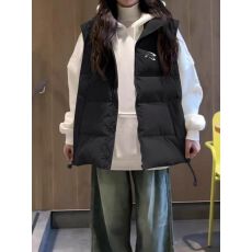 批发可退换高品质手塞棉加厚冬季马甲带门禁棉服印花棉衣面包服女