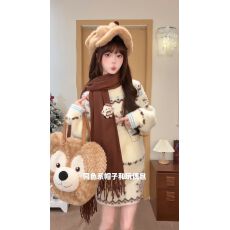 批发冬日圣诞氛围感毛茸茸费尔岛毛衣女搭配雪花半裙超好看约会套装潮