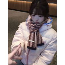 批发漂亮防寒不费力学院字母印花粉色连帽棉服外套女冬季宽松加厚棉衣