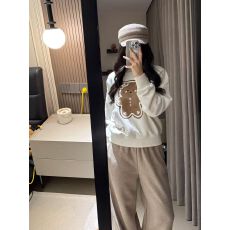 纯棉华棉复合薄款320克/加绒420克布面+手感印花宽松圆领卫衣女