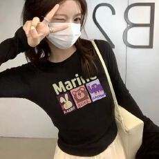 批发纯棉黑色上衣<b class='q'>打底衫</b>女春秋季2026新款修身显瘦内搭正肩长袖t恤女