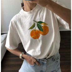 原版印花21支纯棉210克100%棉精梳紧密圆领印花短袖t恤女