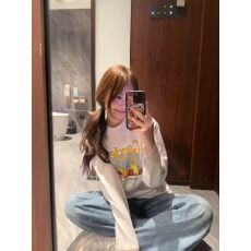 批发源头直播质量 230克精梳紧密 100棉 后包领<b class='q'>长袖</b>圆领<b class='q'>T</b><b class='q'>恤</b>】水果印花