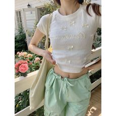 批发（莫代尔面料  260克  ） 蝴蝶结短袖<b class='q'>T</b><b class='q'>恤</b>女