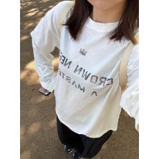 批发爆款【200克纯棉塞洛仿+拉肩包边+仿扣环】长袖<b class='q'>t</b><b class='q'>恤</b>女