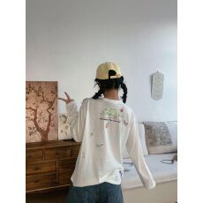 批发爆款【200克纯棉塞洛仿+拉肩包边+仿扣环】长袖<b class='q'>t</b><b class='q'>恤</b>女