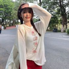 批发广州布料莱赛尔丝滑雪花棉】薄款微透防晒罩衫女<b class='q'>长袖</b><b class='q'>宽松</b>圆领上衣