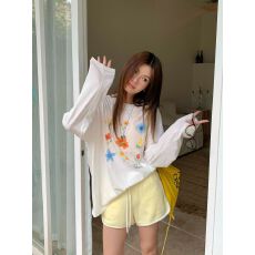 批发广州布料莱赛尔丝滑雪花棉薄款微透防晒罩衫女<b class='q'>长袖</b><b class='q'>宽松</b>圆领上衣