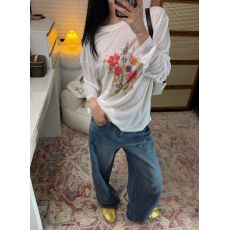 批发广州布料莱赛尔丝滑雪花棉薄款微透防晒罩衫女<b class='q'>长袖</b><b class='q'>宽松</b>圆领上衣