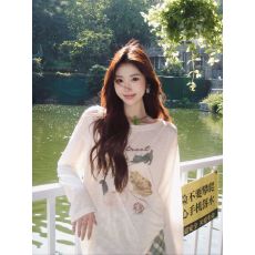 批发广州布料莱赛尔丝滑雪花棉薄款微透防晒罩衫女<b class='q'>长袖</b><b class='q'>宽松</b>圆领上衣