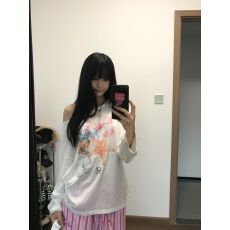 批发广州莱赛尔雪花棉】斜肩一字领薄款微透防晒罩衫女<b class='q'>长袖</b><b class='q'>宽松</b>上衣