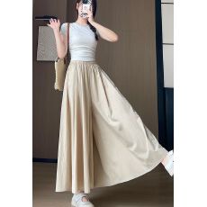 批发锦绵皱 夏薄款<b class='q'>高腰</b>垂感宽松小个休闲<b class='q'>阔腿裤</b>