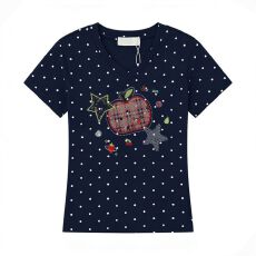 批发210克40棉支1*1V领波点正肩<b class='q'>短袖</b>薄荷绿三本针走线甜美风上衣潮流